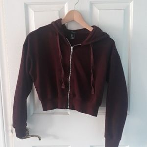 Cropped Burgundy Zip Up